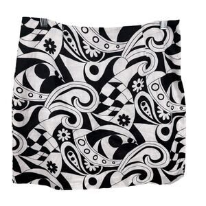 Anne Carson Women's Size 8 Linen 90s‎ Artsy Psychedelic Paisley Crisp Mini Skirt